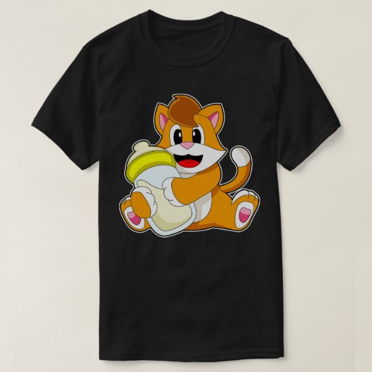 Kat Baby fles Melk T-shirt (Design voorkant)