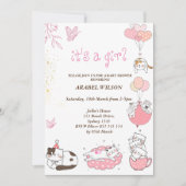 kat baby meisje baby shower kaart (Voorkant)