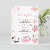 kat baby meisje baby shower kaart (Staand voorkant)