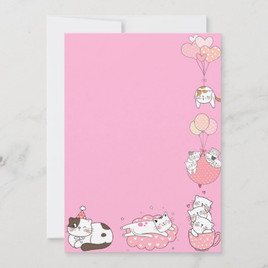 kat baby meisje baby shower kaart (Achterkant)