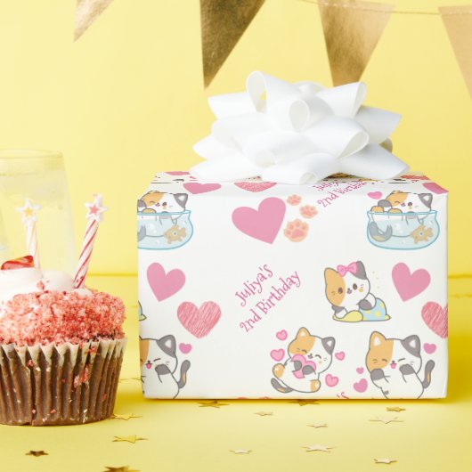 kat baby meisje verjaardag cadeaupapier (Verjaardagsfeest)