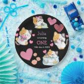 kat baby meisje zwart verjaardagspapier bord (Feest)