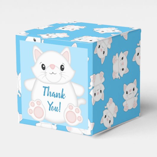 Kat Baby shower Kat blauw Bedankdoosjes (Voorkant Zijde)