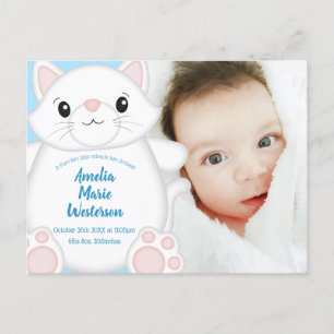 Kat Baby shower Kat blauw Briefkaart