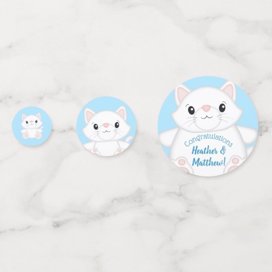 Kat Baby shower Kat blauw Confetti (Achterkanten)