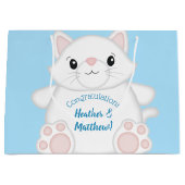 Kat Baby shower Kat blauw Groot Cadeauzakje (Voorkant)