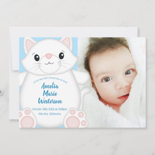 Kat Baby shower Kat blauw Kaart (Voorkant)
