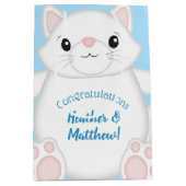 Kat Baby shower Kat blauw Medium Cadeauzakje (Voorkant)