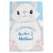 Kat Baby shower Kat blauw Medium Cadeauzakje (Achterkant)