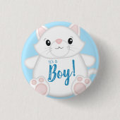 Kat Baby shower Kat blauw Ronde Button 3,2 Cm (Voorkant)