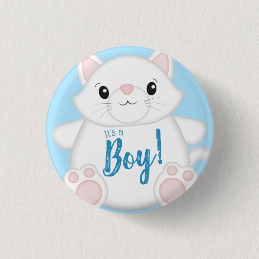 Kat Baby shower Kat blauw Ronde Button 3,2 Cm (Voorkant)