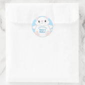 Kat Baby shower Kat blauw Ronde Sticker (Tas)