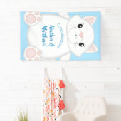 Kat Baby shower Kat blauw Spandoek (Insitu)