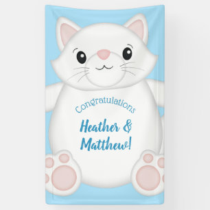Kat Baby shower Kat blauw Spandoek