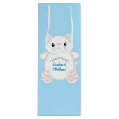 Kat Baby shower Kat blauw Wijn Cadeautas (Voorkant)
