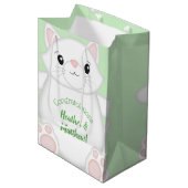 Kat Baby shower Kat Groen Medium Cadeauzakje (Voorkant Gekanteld)