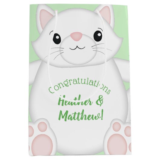 Kat Baby shower Kat Groen Medium Cadeauzakje (Voorkant)