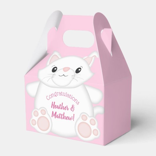 Kat Baby shower Kat Roze Bedankdoosjes (Voorkant Zijde)