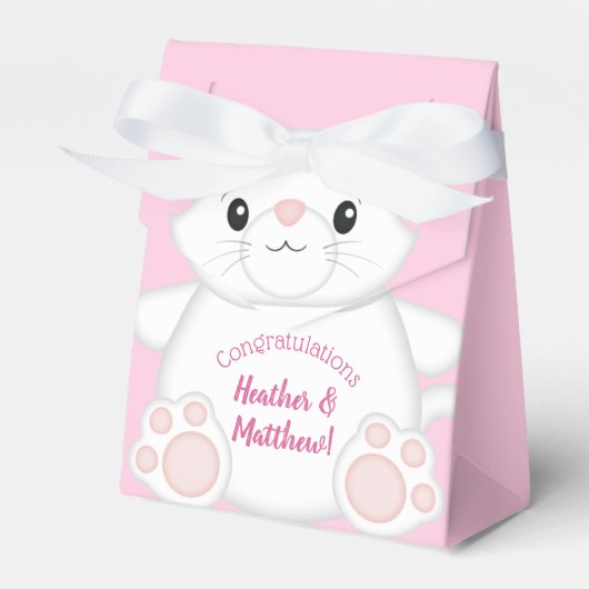 Kat Baby shower Kat Roze Bedankdoosjes (Voorkant Zijde)