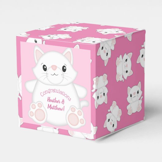 Kat Baby shower Kat Roze Bedankdoosjes (Voorkant Zijde)