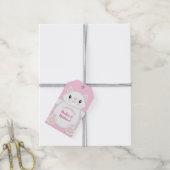 Kat Baby shower Kat Roze Cadeaulabel (Met Touw)
