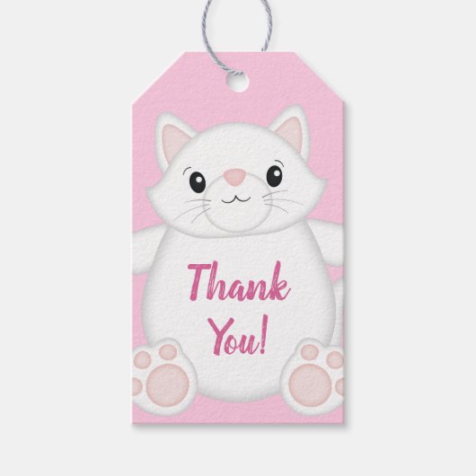 Kat Baby shower Kat Roze Cadeaulabel (Voorkant)