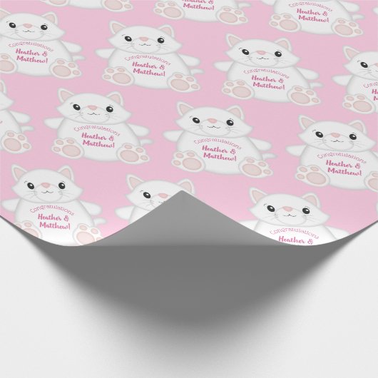 Kat Baby shower Kat Roze Cadeaupapier (Hoek)