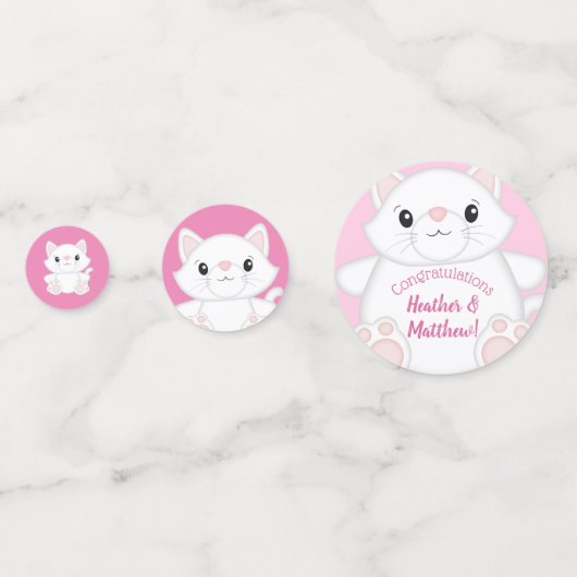 Kat Baby shower Kat Roze Confetti (Voorkanten)