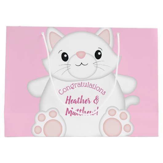 Kat Baby shower Kat Roze Groot Cadeauzakje (Achterkant)