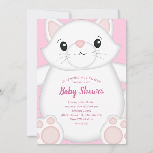 Kat Baby shower Kat Roze Kaart (Voorkant)