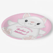 Kat Baby shower Kat Roze Papieren Bordje (Gekanteld)