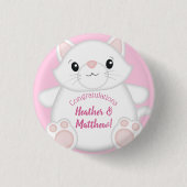 Kat Baby shower Kat Roze Ronde Button 3,2 Cm (Voorkant)