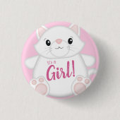 Kat Baby shower Kat Roze Ronde Button 3,2 Cm (Voorkant)