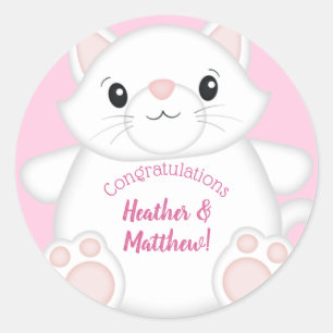 Kat Baby shower Kat Roze Ronde Sticker