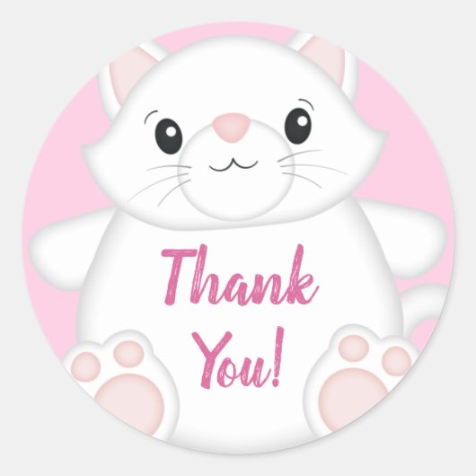 Kat Baby shower Kat Roze Ronde Sticker (Voorkant)