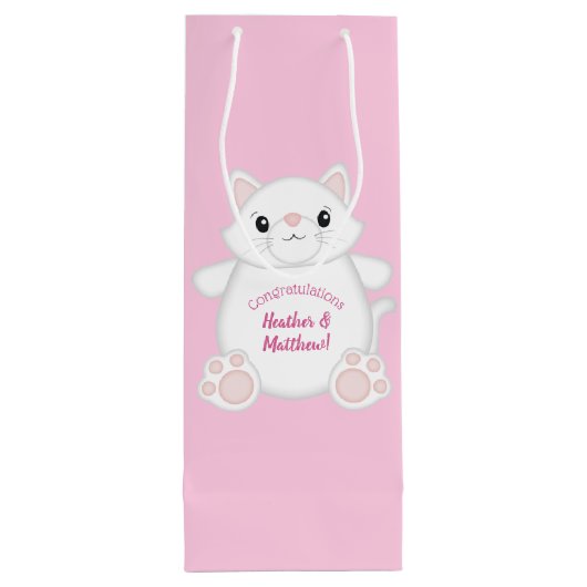 Kat Baby shower Kat Roze Wijn Cadeautas (Achterkant)