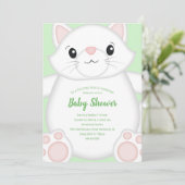 Kat Baby Shower Kitty Groen Kaart (Staand voorkant)