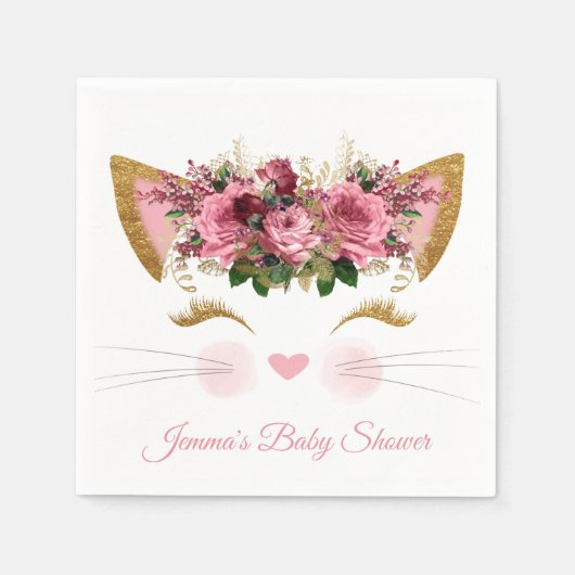 Kat Baby shower papieren servetten (Voorkant)