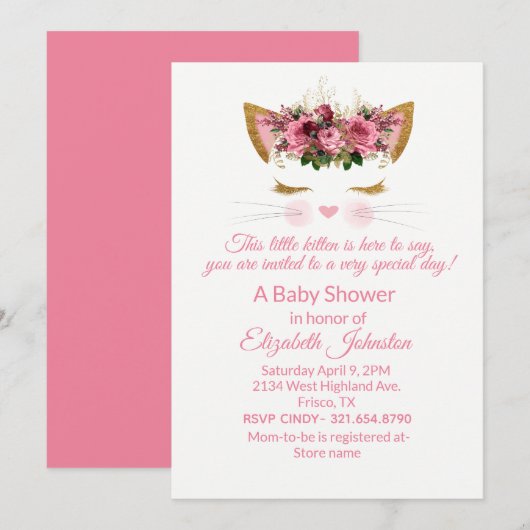  Kat Baby shower Uitnodiging (Voorkant / Achterkant)