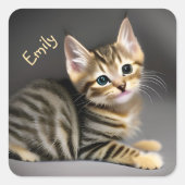 Kat-baby Vierkante Sticker (Voorkant)