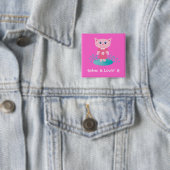 Kat-badge Sober & Lovin' IT-cartoon / knop Vierkante Button 5,1 Cm (In situ)