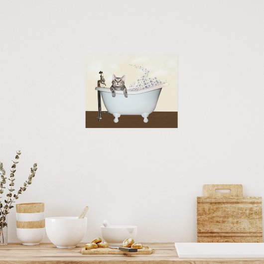 Kat badtijd poster (Keuken)