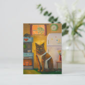 Kat Bakken Muffin in Cottage Keuken Briefkaart (Staand voorkant)