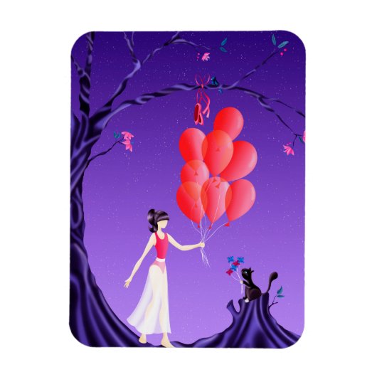 Kat & Ballerina bij Midnight Tree Magneet (Verticaal)