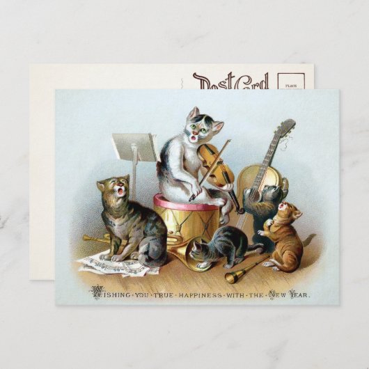  Kat Band nieuwjaar Briefkaart (Voorkant / Achterkant)