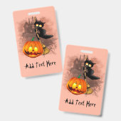 Kat Bang Door Pompoen Fun Halloween Karakter Badge (Voor- en achterkant)