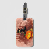 Kat Bang Door Pompoen Fun Halloween Karakter Bagagelabel (Voorkant (verticaal))