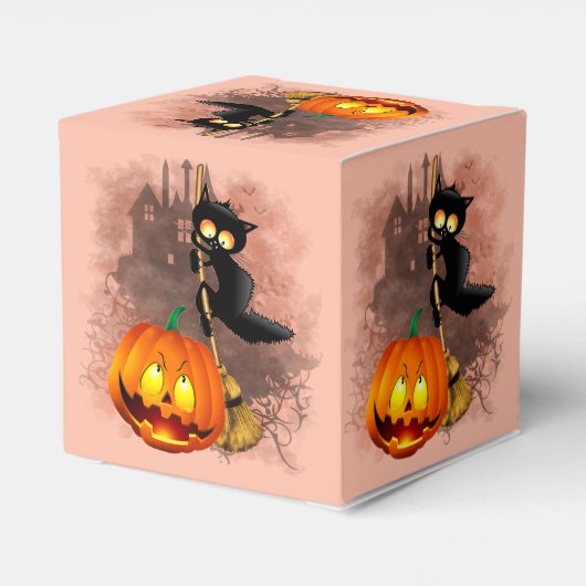 Kat Bang Door Pompoen Fun Halloween Karakter Bedankdoosjes (Achterkant)