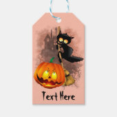 Kat Bang Door Pompoen Fun Halloween Karakter Cadeaulabel (Voorkant)