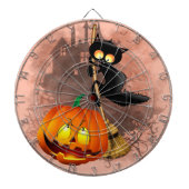 Kat Bang Door Pompoen Fun Halloween Karakter Dartbord (Voorkant)